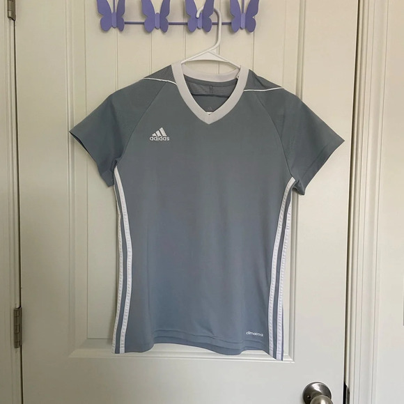 EUC | Adidas women’s‎ climacool light gray soccer jersey — small - Picture 1 of 5